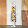 1970s Abstract Floral Print Maxi Dress