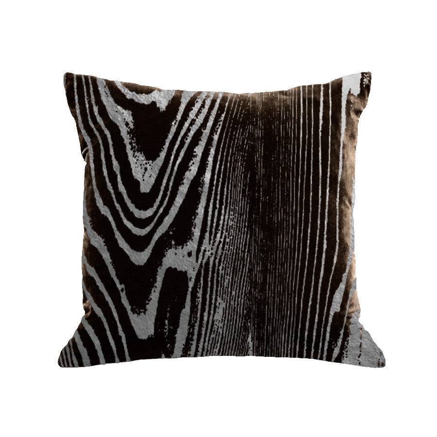 Woodgrain Pillow - black / gunmetal foil / 18x18 - chocolate / gold foil / 18x18