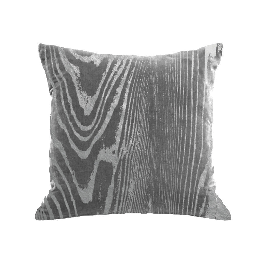 Woodgrain Pillow - platinum / gunmetal foil / 18x18