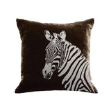 Zebra Pillow - chocolate / gunmetal foil