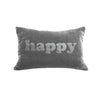 Happy Pillow - platinum / gunmetal foil / 12x18