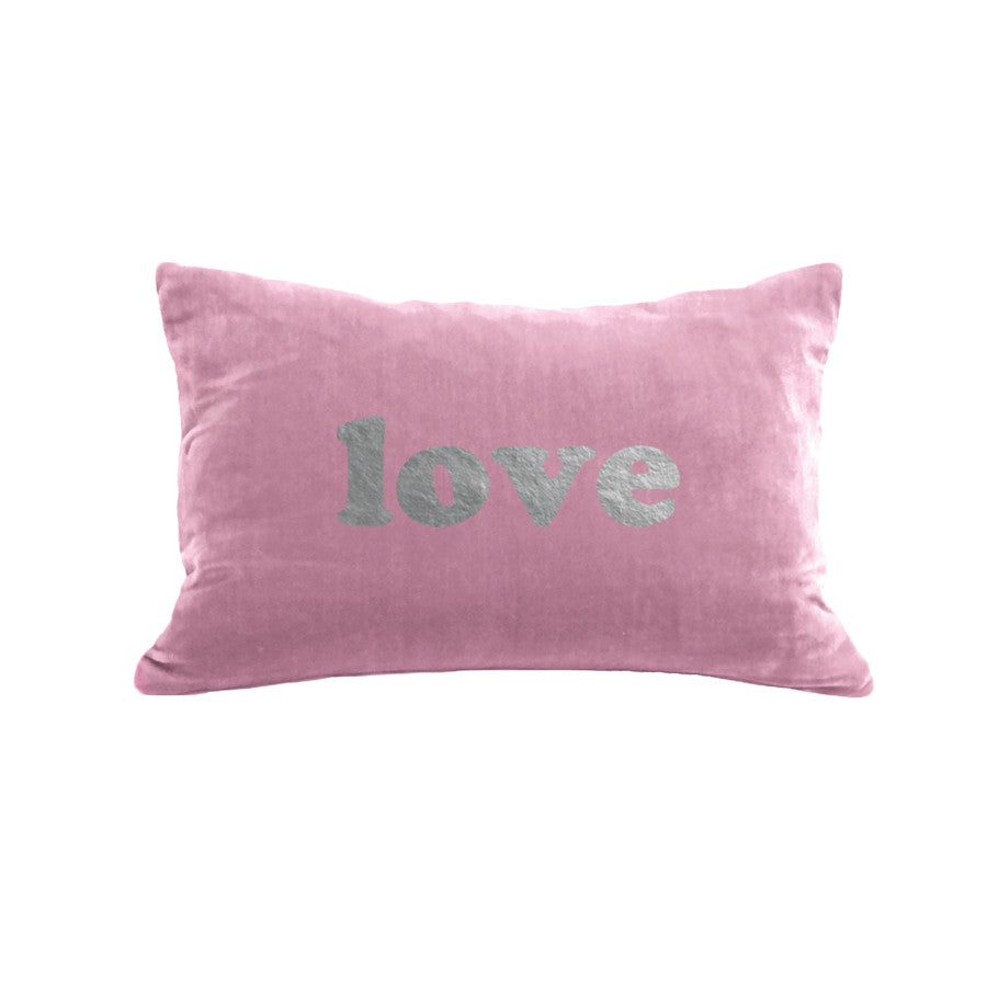 BOLD love  Pillow - antique pink / gunmetal foil