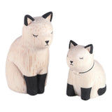 Handmade Japanese Wooden Figurine | Siamese Cat Pair
